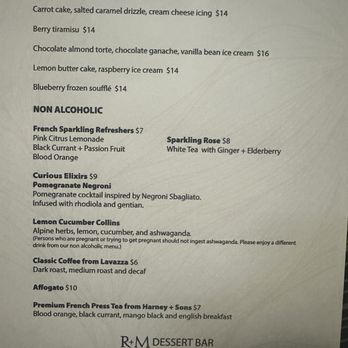 R&M Dessert Bar - Menu 2 of 2 - Desserts Near Me - Bellevue, Washington R&M Dessert Bar - Menu 2 of 2 - Desserts Near Me - Bellevue, Washington