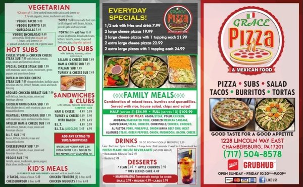 Menu photo 4 Grace Pizza Restaurant Chambersburg, PA Menu photo 4 Grace Pizza Restaurant Chambersburg, PA