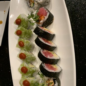 Oishii Sushi - Banzai (green), Alaskan (rice), and spicy tuna (seaweed wrapped) - Sushi Bars Near Me - Orem, Utah
