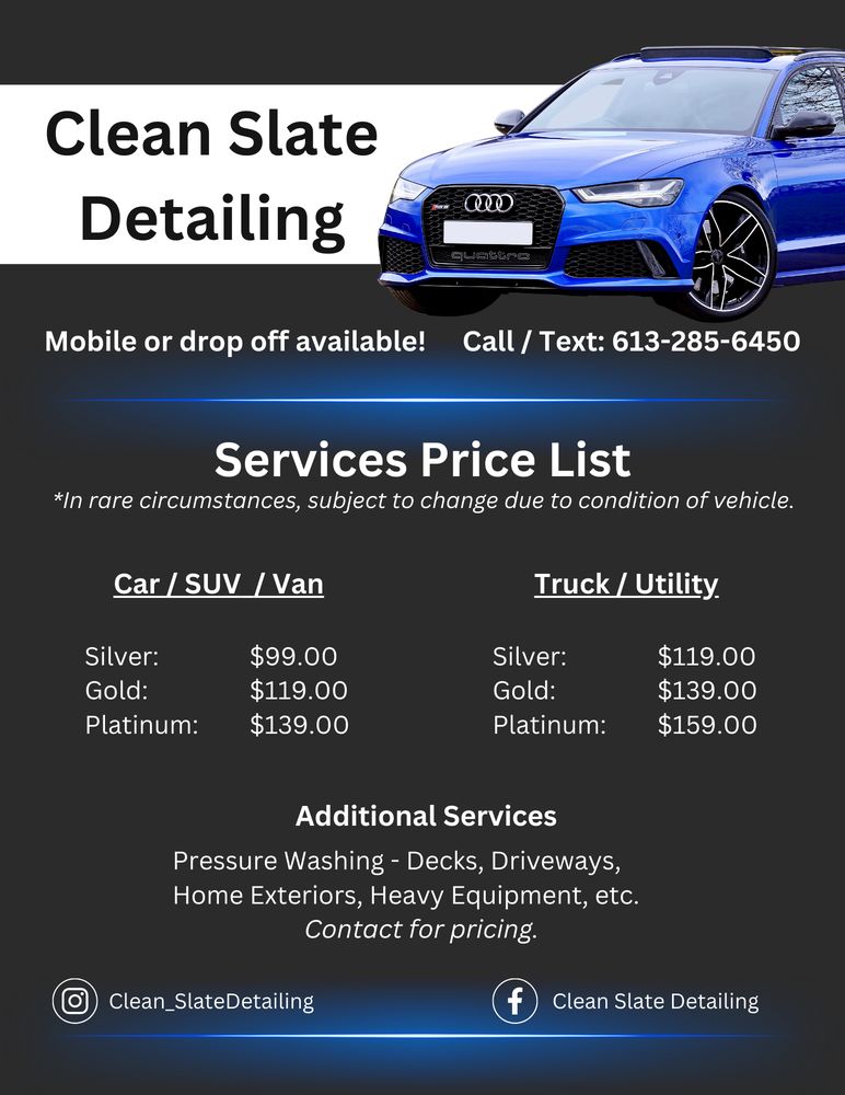 CLEAN SLATE DETAILING - Updated July 2026 - Request a Quote - Smiths ...