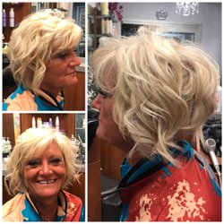 May Gambrell - After adding hair extensions to very short hair she can now wear curls