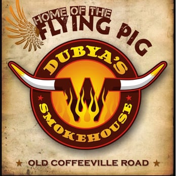 Dubya's Smokehouse - the logo for dubya's flying pig - Smokehouse Near Me - Gilmer, Texas Dubya's Smokehouse - the logo for dubya's flying pig - Smokehouse Near Me - Gilmer, Texas