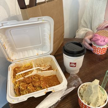 Bottega Italiana - The butter chicken I brought because I was starving. The pistachio gelato and caramel latte were just as delicious. She got dragon fruit. - Gelato Near Me - Seattle, Washington Bottega Italiana - The butter chicken I brought because I was starving. The pistachio gelato and caramel latte were just as delicious. She got dragon fruit. - Gelato Near Me - Seattle, Washington