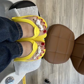 One Nail Studio - Regular pedicure with red color - Waxing Near Me - New York, New York
