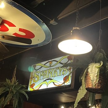 Spankys - Stain glass sign in back of restaurant - Bars Near Me - Savannah, Georgia