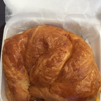 Donut Worry - Huge bacon, egg and cheese croissant sandwich - Donuts Near Me - Lawrenceville, Georgia
