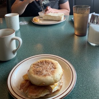 Lambkin's Restaurant - English muffin, bacon breakfast sandwich and a breakfast burrito. - American Near Me - Lincoln, Montana