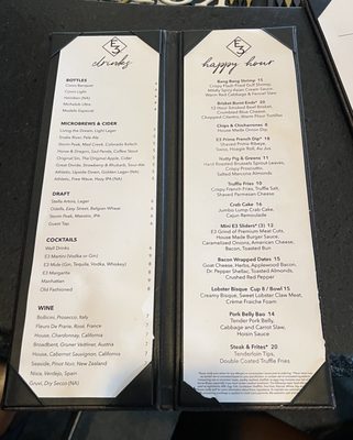 Menu photo 1 E3 Chophouse Steamboat Springs, CO