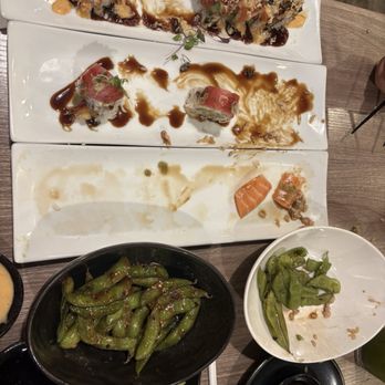 Koki+Ku Japanese Restaurant - garlic edamame, tiger roll and matrix roll - Sushi Bars Near Me - Duarte, California