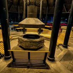Fire pit in a picnic shelter