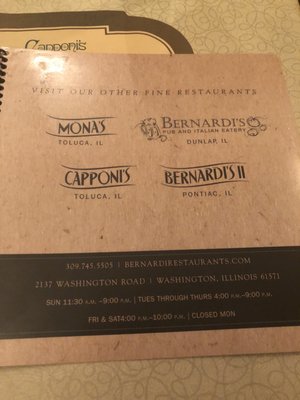 Menu photo 2 Bernardi's Restaurant Washington, IL