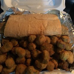 Canal Catfish Poboy sandwich with fried okra