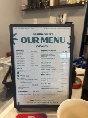 Menu photo 2 Barrio Coffee San Diego, CA