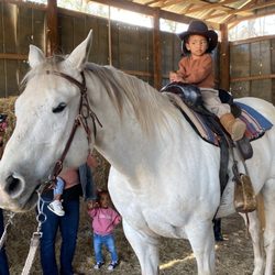 Foundation Farms Atlanta - Baby riding by herself on Ghost
