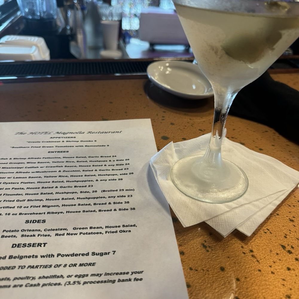 The Hotel Magnolia - Wonderful dirty martini! (Menu) - Southern Near Me - Foley, Alabama The Hotel Magnolia - Wonderful dirty martini! (Menu) - Southern Near Me - Foley, Alabama