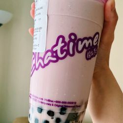 Large taro smoothie with less pearl + coconut jelly and 50% sugar