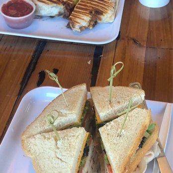Maplewood Deli & Coffeehouse - Turkey Club Sandwich Special & Bucko Burrito in the distance (all of this = so good omg) - Coffee & Tea Near Me - Maplewood, Missouri