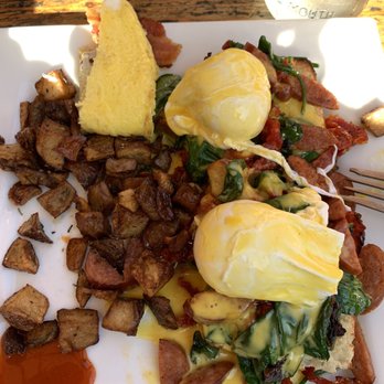 Fig Tree Cafe - Tuscan Benedict with sausage addition - Sandwiches Near Me - Pacific Beach, California Fig Tree Cafe - Tuscan Benedict with sausage addition - Sandwiches Near Me - Pacific Beach, California