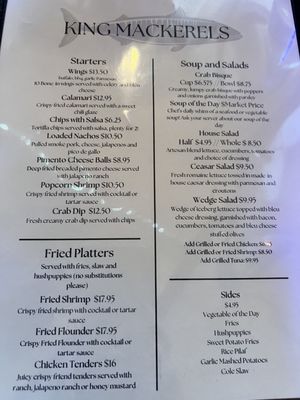 Menu photo 2 King Mackerels Morehead City, NC Menu photo 2 King Mackerels Morehead City, NC