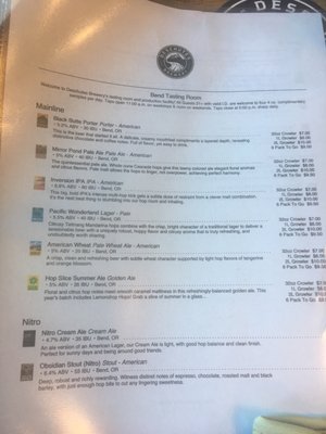 Menu photo 6 Deschutes Brewery Tasting Room Bend, OR