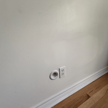 Capital City Drywall - Large horizontal wall patch for power routing to new bathroom GFCI outlet. - Drywall Installation & Repair Near Me - Ottawa, Ontario