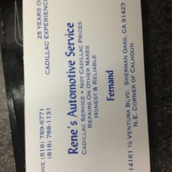Rene's Automotive Service - Business Card