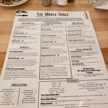 The Maple Table - The menu. - Salad Near Me - Racine, Wisconsin