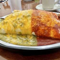 A fantastic breakfast burrito with Christmas chilies at Tia Sophia's Roswell.