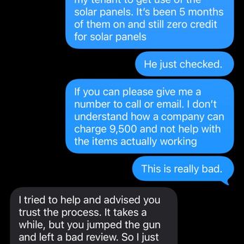 My Energy Security - Will not wanting to help me anymore after buying from him and fully paid solar panels because I wrote a review. - Solar Installation Near Me My Energy Security - Will not wanting to help me anymore after buying from him and fully paid solar panels because I wrote a review. - Solar Installation Near Me