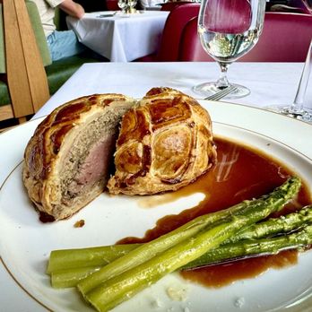 Butcher & Rose - BEEF WELLINGTON* golden pastry, mushroom duxelles, dijon, red wine demi-glace   It was superb - Steakhouses Near Me - Columbus, Ohio