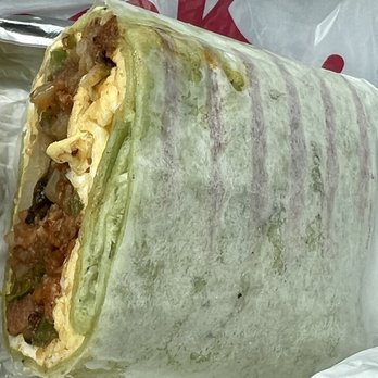 Sunrise Cafe - Close-up of chorizo breakfast burrito - Delis Near Me - Reston, Virginia