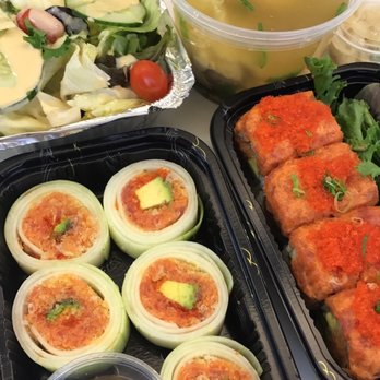 Blue Fuji - Naruto Makimono, Chicken Wonton Soup, and a side salad - Japanese Near Me - Bedford, Massachusetts