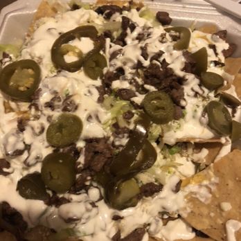 El Patron Cafe And Restaurant - Steak Nachos with all the works, added lettuce, cream, cheese. - New American Near Me - Jersey City, New Jersey