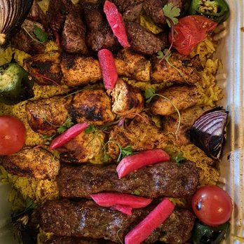 Mazra - Lamb, chicken kebab, beef kebab, and a bed of rice - Middle Eastern Near Me - San Bruno, California Mazra - Lamb, chicken kebab, beef kebab, and a bed of rice - Middle Eastern Near Me - San Bruno, California
