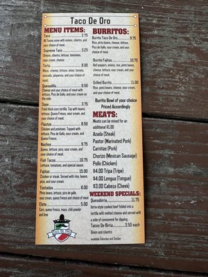 Menu photo 1 Taco De Oro Lutz, FL Menu photo 1 Taco De Oro Lutz, FL