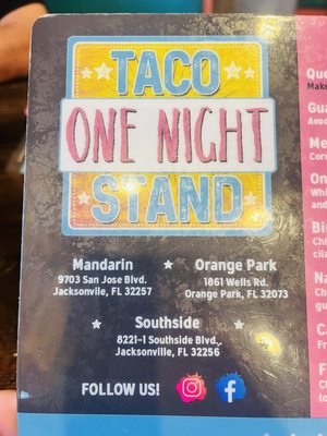 Menu photo 4 One Night Taco Stand Jacksonville, FL Menu photo 4 One Night Taco Stand Jacksonville, FL