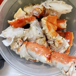 One of the bags of King Crab Legs after rinsing really well.