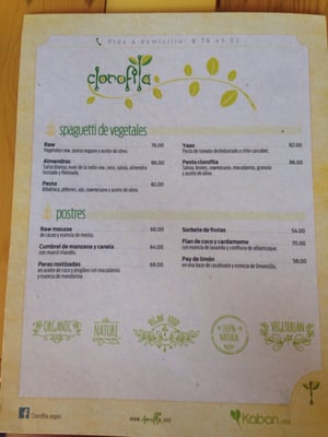 Menu photo 5 Clorofila Playa del Carmen, ROO Menu photo 5 Clorofila Playa del Carmen, ROO