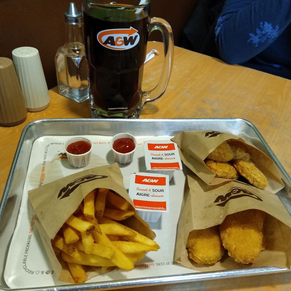 A&W - 3 strips Chicken Strips Combo $6.99 (with online coupon) and 6 pieces plant based nuggets $5.99 (limited time only). - Burgers Near Me - Ottawa, Ontario