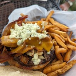 Snatcher's Creekside - I feel if you like bleu cheese, bacon, mushrooms, and cheese, that you will like this burger