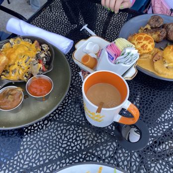 Brekki Brekki - mushroom and vegetable skillet & Crabby cake Eggs Benedict - Breakfast & Brunch Near Me - Albuquerque, New Mexico
