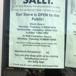 Sally Beauty - 11/18/2020 Store Hours