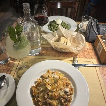Maccheroni Republic - Pappardelle al Cinghiale  Boccoletti al Pesto e Ricotta hugo spritz - Italian Near Me - Los Angeles, California