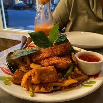 Love at First Bite - Spicy Pad Thai with Chicken Katsu - Thai Near Me - Lexington, Massachusetts Love at First Bite - Spicy Pad Thai with Chicken Katsu - Thai Near Me - Lexington, Massachusetts
