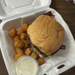 Tacker's Shake Shack - Half pound bacon cheeseburger with tater tots