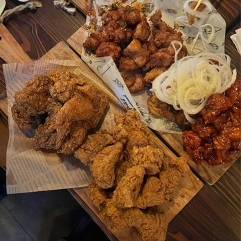 Mr. Dak - Plain crispy fried chicken, soy sauce chicken, spicy pepper chicken, onion & sauce - Chicken Wings Near Me - Flushing, New York