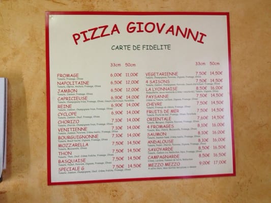 Menu photo 2 Pizza Giovanni Lyon, 69