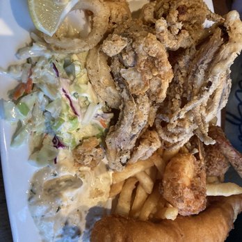 Moss Beach Distillery - Fisherman's platter with fried calamari, shrimp and fish. - Seafood Near Me - Moss Beach, California