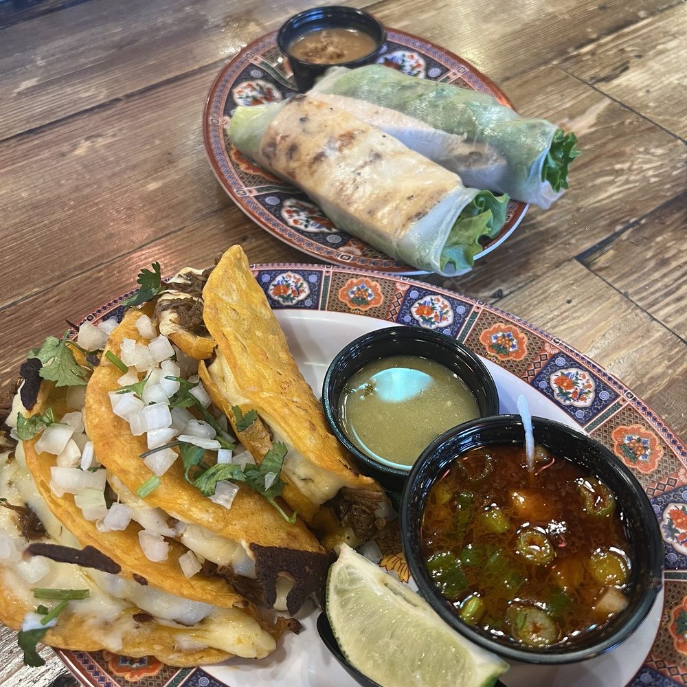 Cris and John - Birria tacos and chicken spring rolls - Vietnamese Near Me - Dallas, Texas