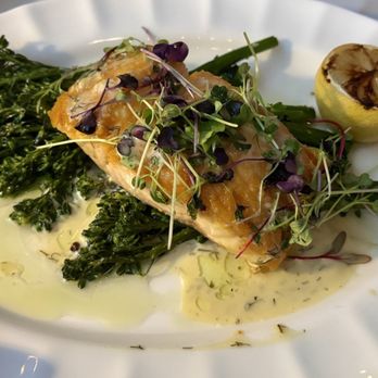 The Marin - Salmon with lemon dill Sauce and Broccolini - American Near Me - Northport, New York